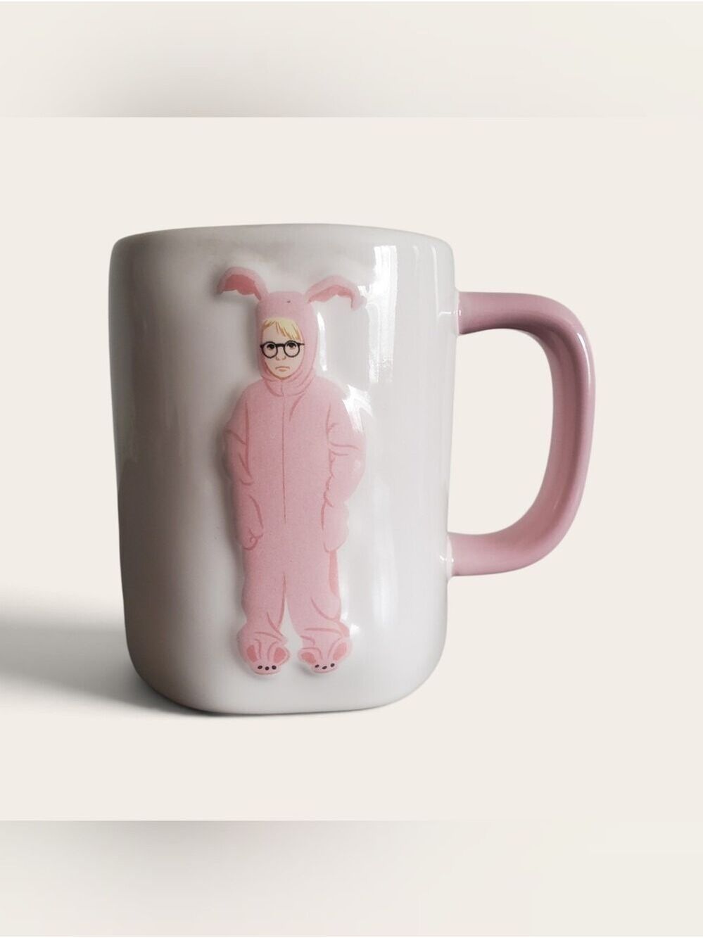Rae Dunn A Christmas Story Pink-Handle Ceramic Mug Artisan Magenta - Picture 3 of 10